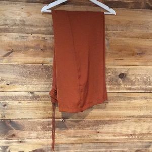 Wide leg silky rust colored pants